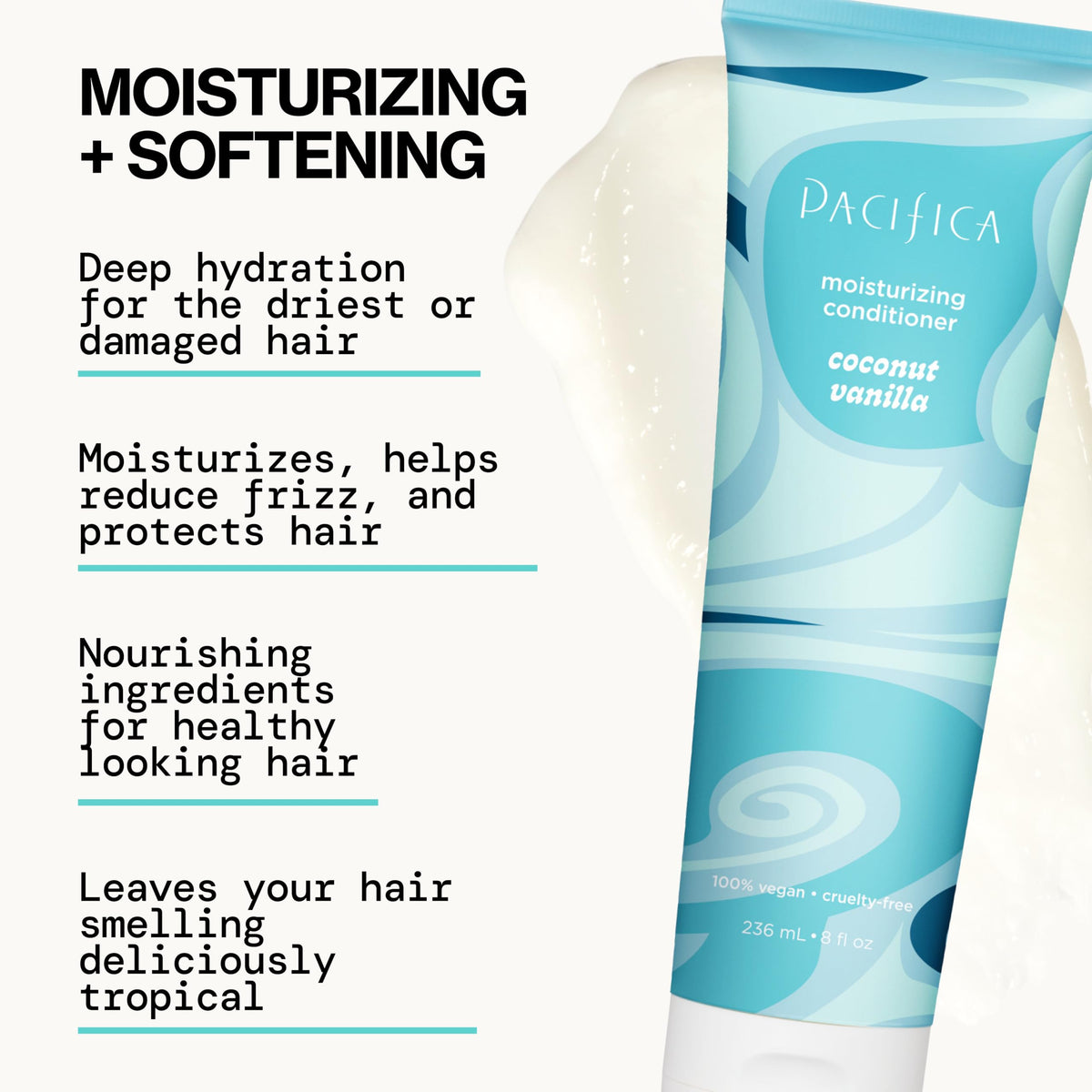 Pacifica Conditioner Hydratant à la Noix de Coco et Vanille 259g texture crémeuse