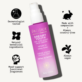 Pacifica Crème Hydratante Visage Vegan 50ml arrière avec ingrédients
