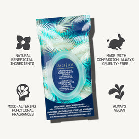 Pacifica Lingettes Déodorantes à l'Huile de Noix de Coco, arrière de l'emballage