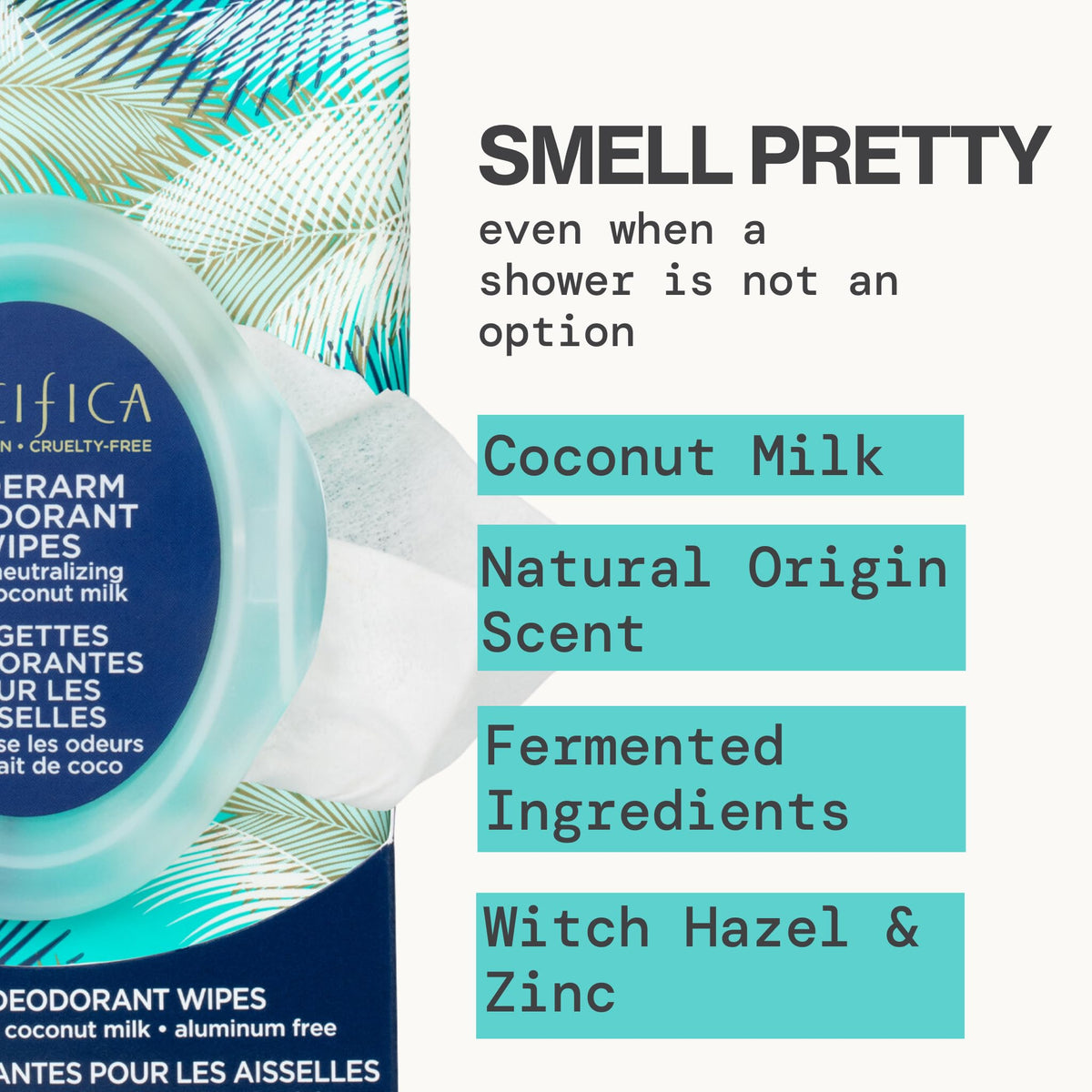 Pacifica Lingettes Déodorantes à l'Huile de Noix de Coco, détail de la texture