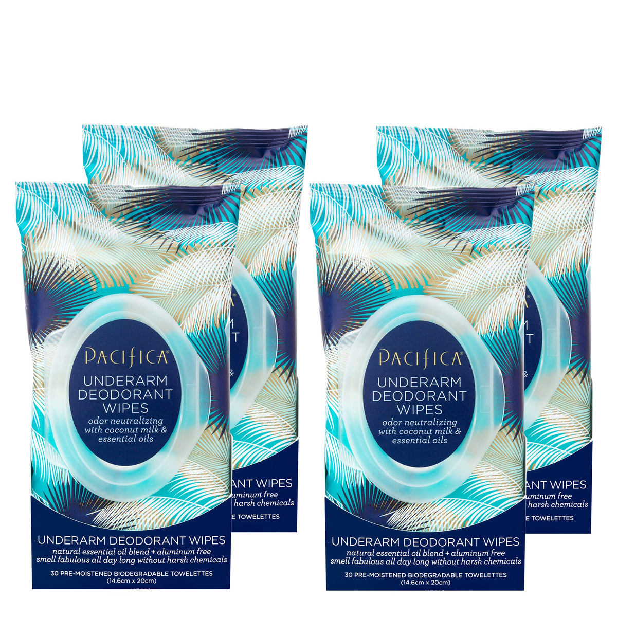 Pacifica Lingettes Déodorantes à l'Huile de Noix de Coco, emballage avant