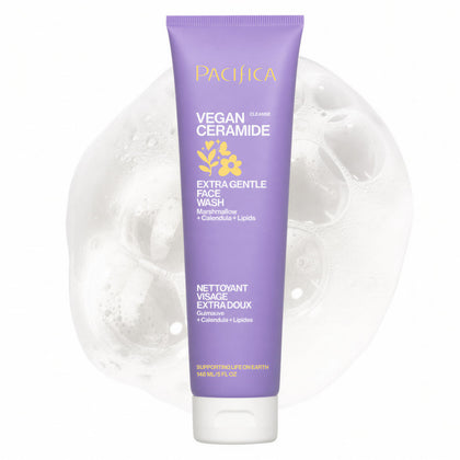 Pacifica nettoyant visage vegan pour peau sensible tube avant