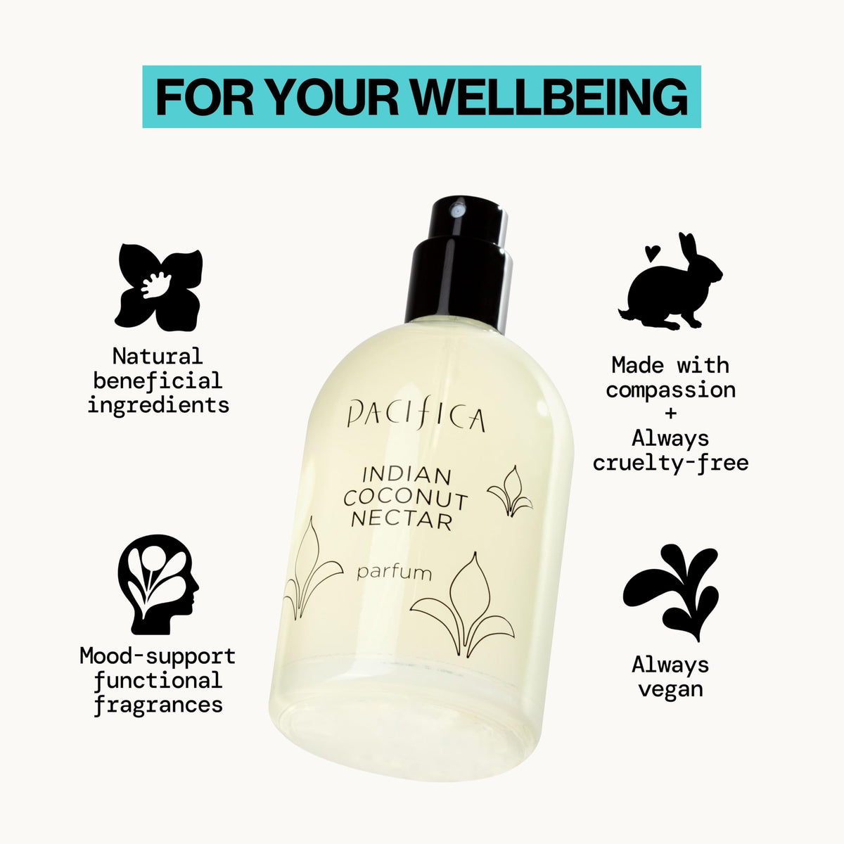 Pacifica Parfum Spray Nectar de Coco Indien 60 ml avec fleurs tropicales