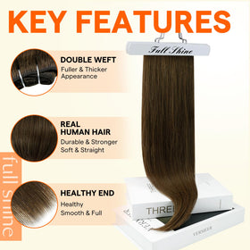 Pack contenant les extensions de cheveux Full Shine, dimensions 14,8 x 13,5 x 3,4 cm