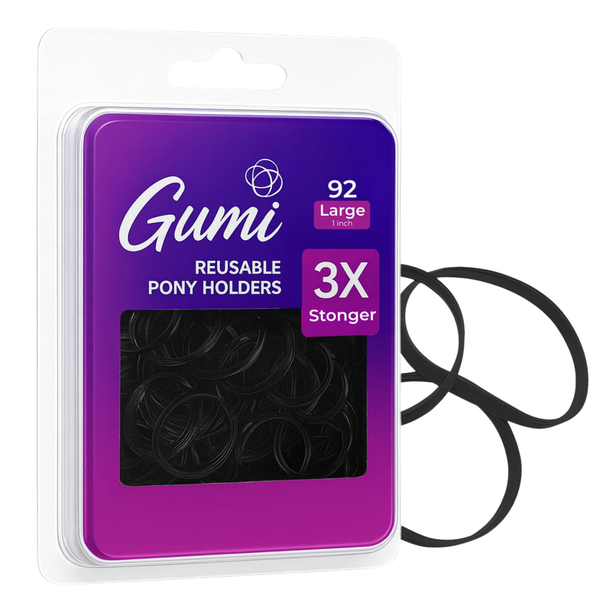 Pack d'élastiques à cheveux noirs Gumi good, grande taille