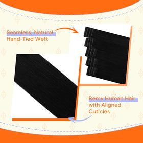 Pack d'extensions de cheveux à ruban Full Shine noir jais avec étiquette