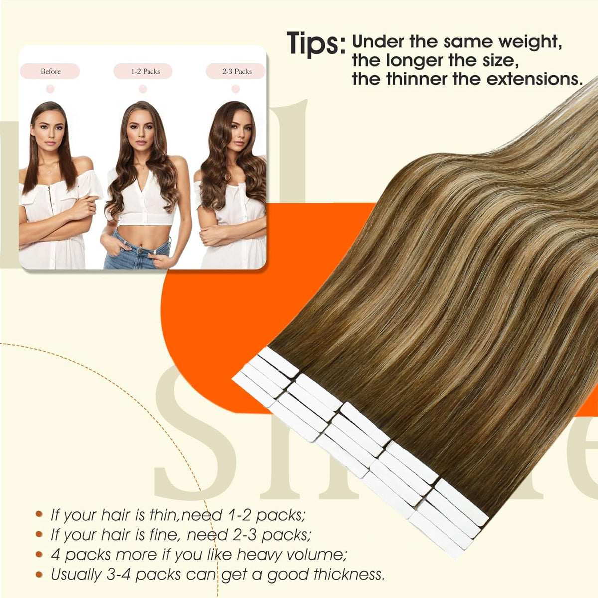 Pack d'extensions de cheveux tape in Full Shine châtaigne