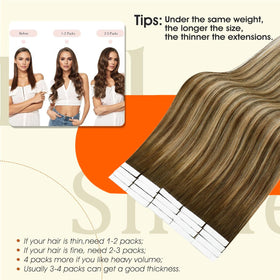 Pack d'extensions de cheveux tape in Full Shine châtaigne
