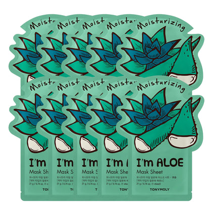 Pack de 10 masques en tissu TONYMOLY à l'aloe vera