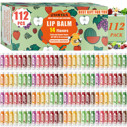 Pack de 112 baumes à lèvres Yopela avec 14 saveurs naturelles