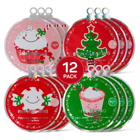 Pack de 12 masques de visage SpaLife pour Noël avec divers ingrédients
