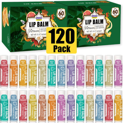 Pack de 120 baumes à lèvres AZEN avec 10 saveurs différentes