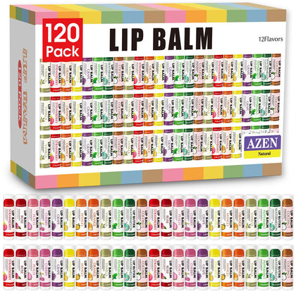 Pack de 120 baumes à lèvres AZEN avec 12 saveurs naturelles