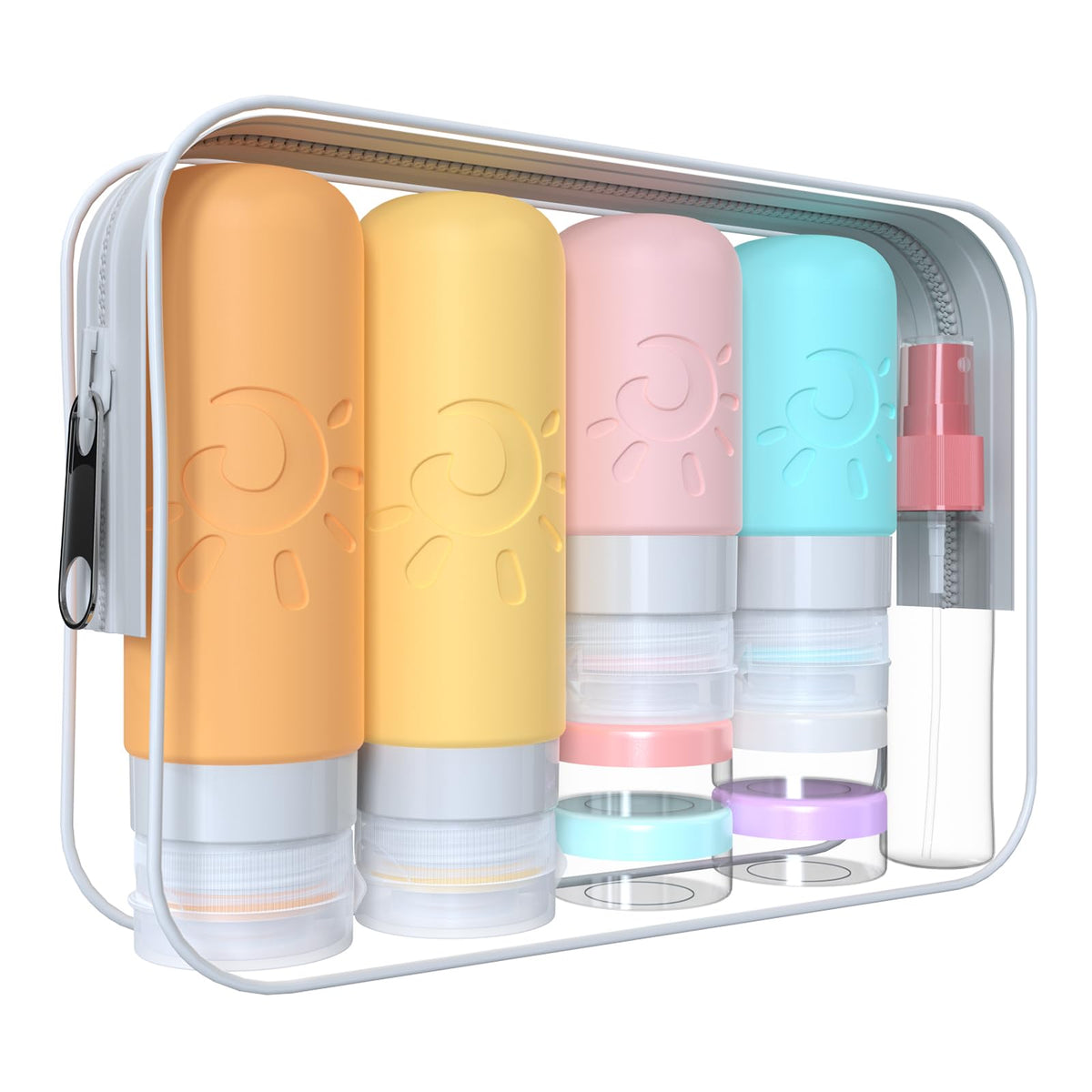 Pack de 18 bouteilles de voyage Zafit avec trousse transparente