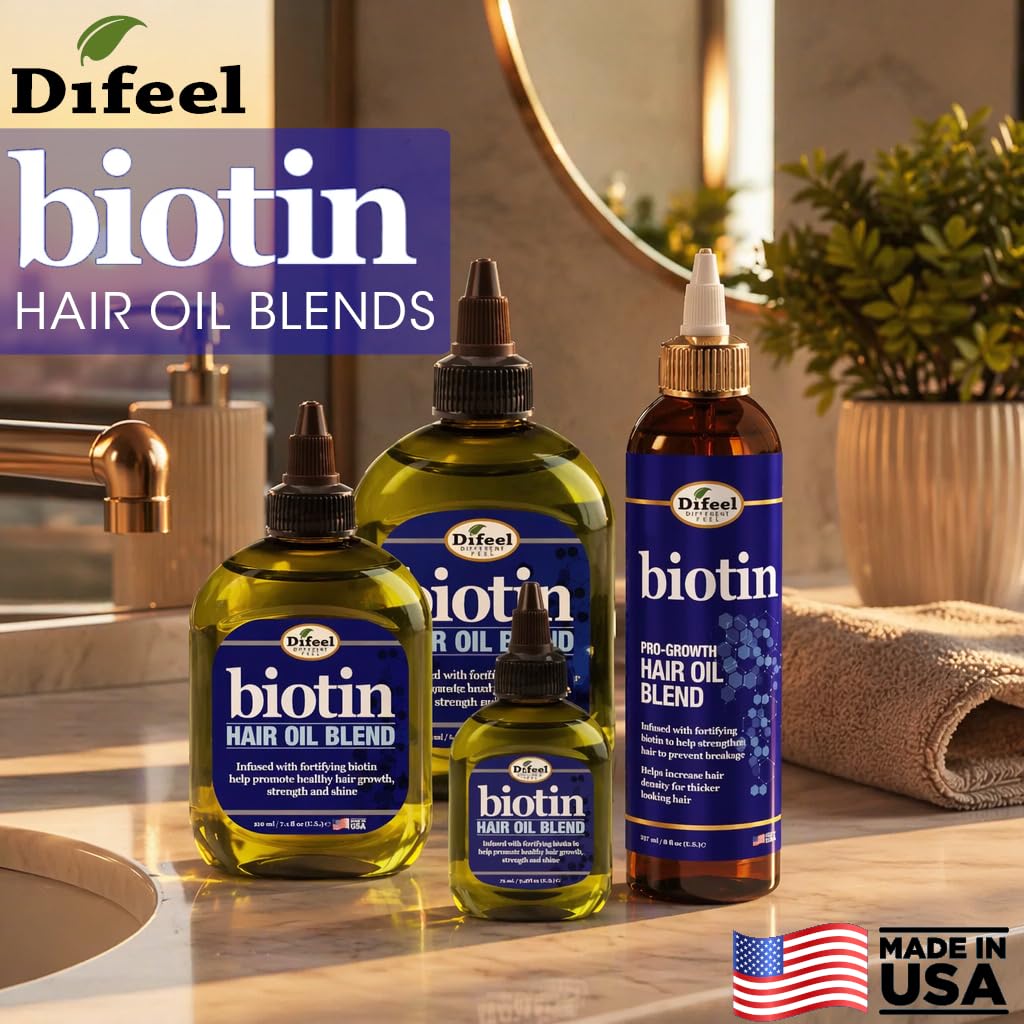 Pack de 2 huiles de cheveux Difeel Biotine sur fond blanc
