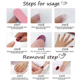 Pack de 24 faux ongles carrés Foccna sur fond neutre