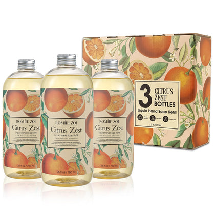 Pack de 3 bouteilles de savon liquide ROMIIE ZOI 800 ml Citrus Zest