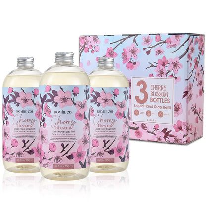 Pack de 3 bouteilles de savon liquide ROMIIE ZOI Cerisier 26 Fl Oz