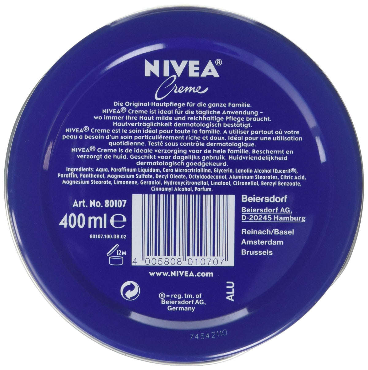 Pack de 3 Crèmes NIVEA 400 ml sans parfum