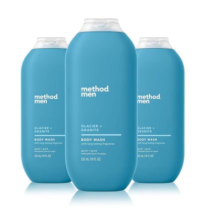 Pack de 3 gel douche Method Glacier et Granit 532 ml