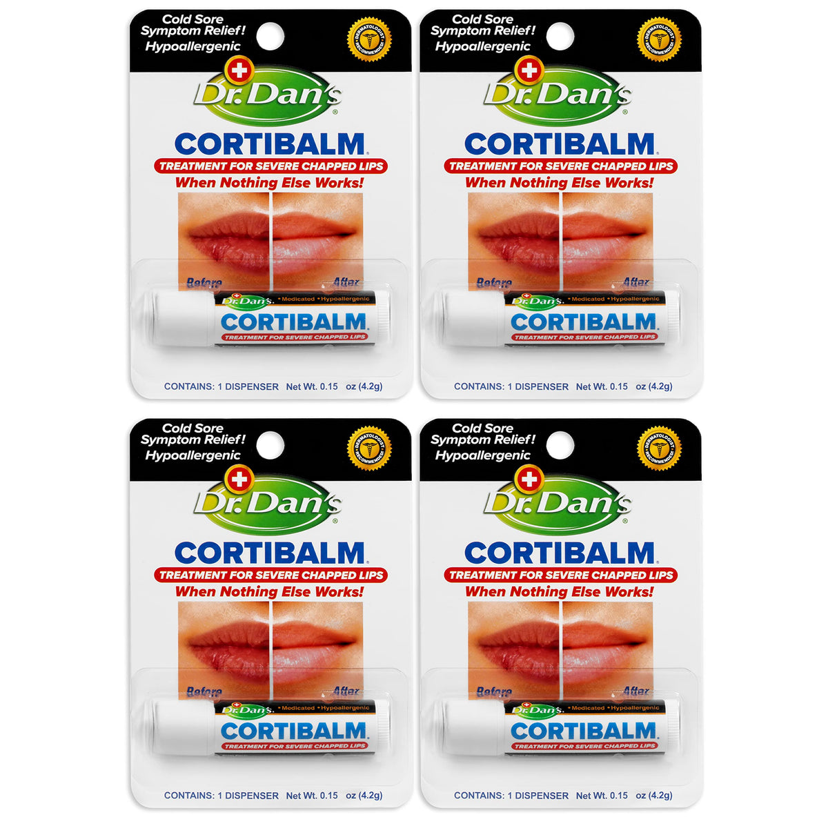 Pack de 4 baumes à lèvres Dr. Dan's Cortibalm 1% hydrocortisone