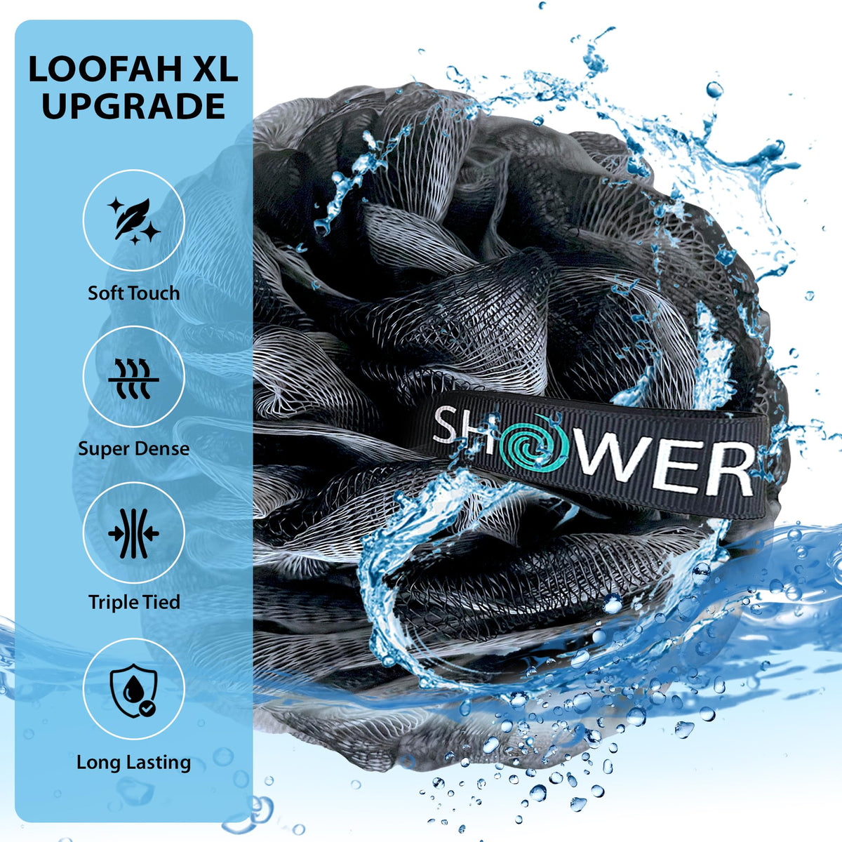 Pack de 4 éponges de bain Shower Bouquet en charbon noir