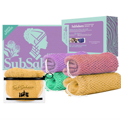 Pack de 4 éponges de bain SubSahara avec design en maille