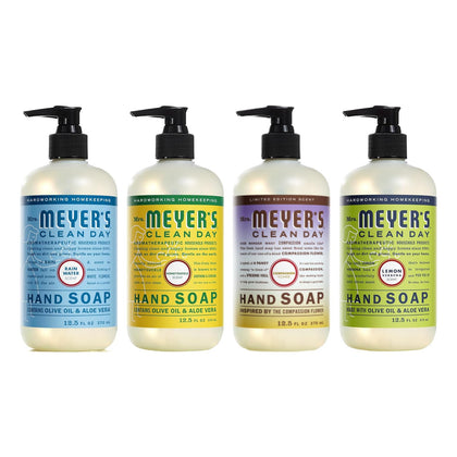 Pack de 4 savons liquides pour mains Mrs. MEYER'S, parfums variés