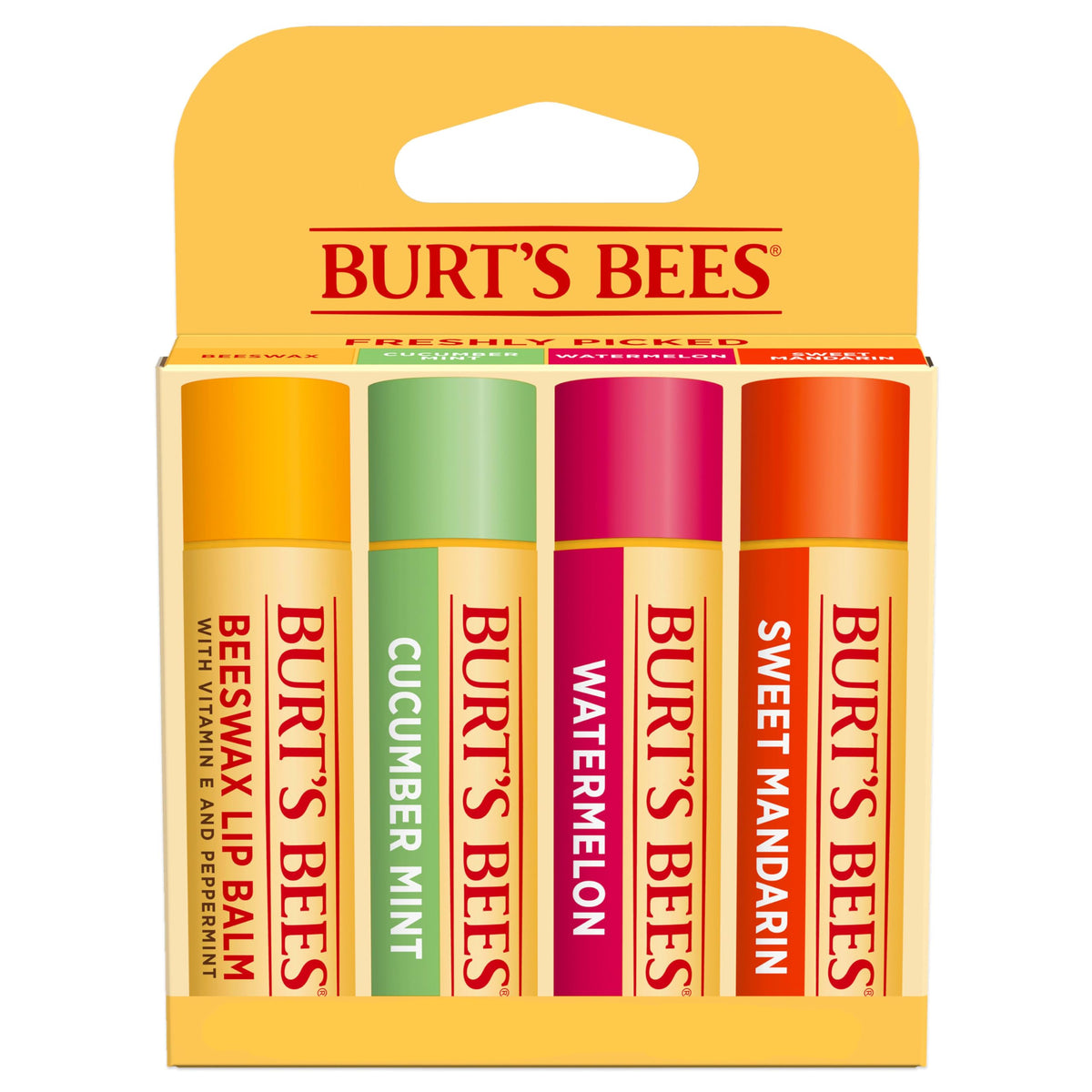Pack de 4 tubes de baume à lèvres Burt's Bees, saveurs naturelles