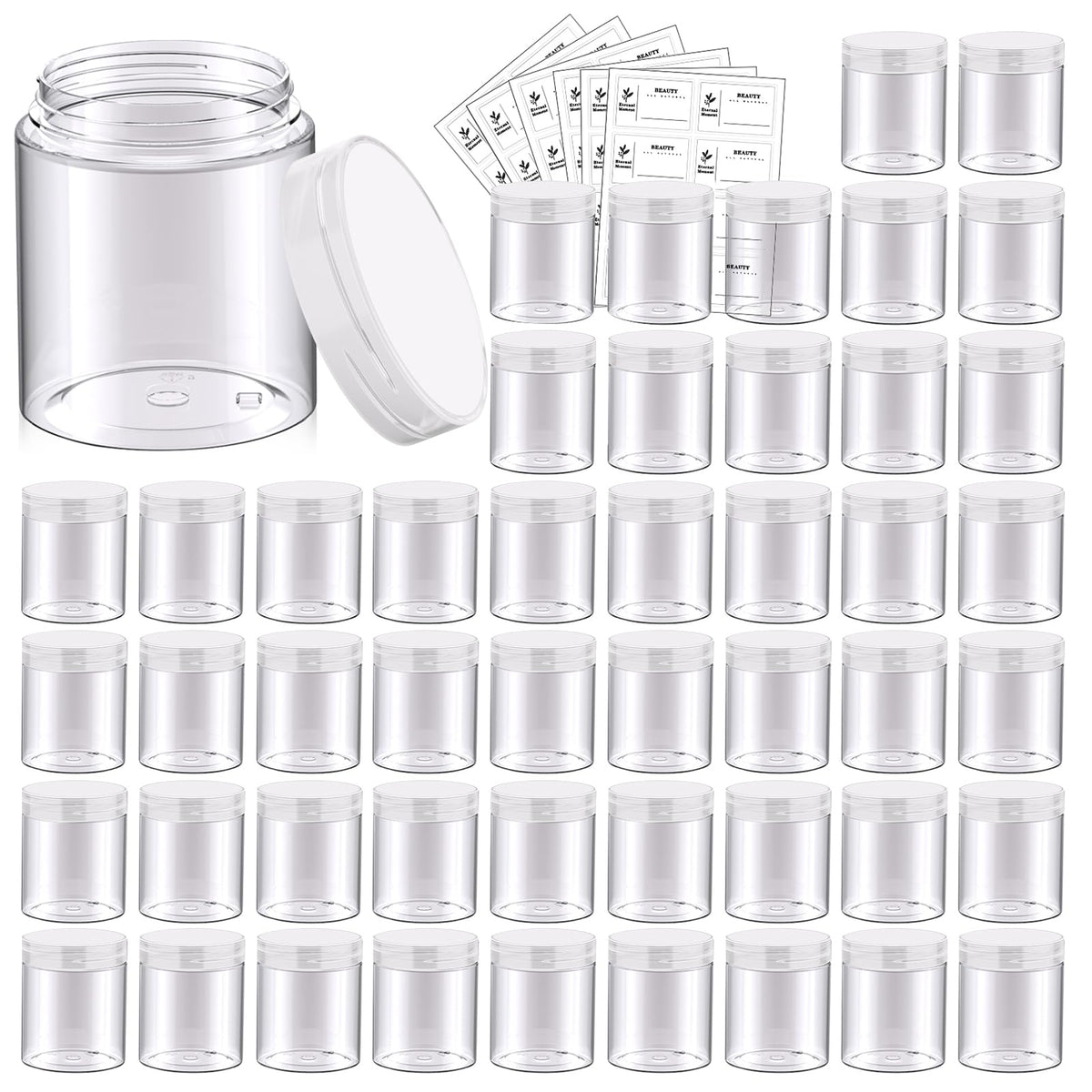 Pack de 48 pots en plastique transparent de 8 oz avec couvercles