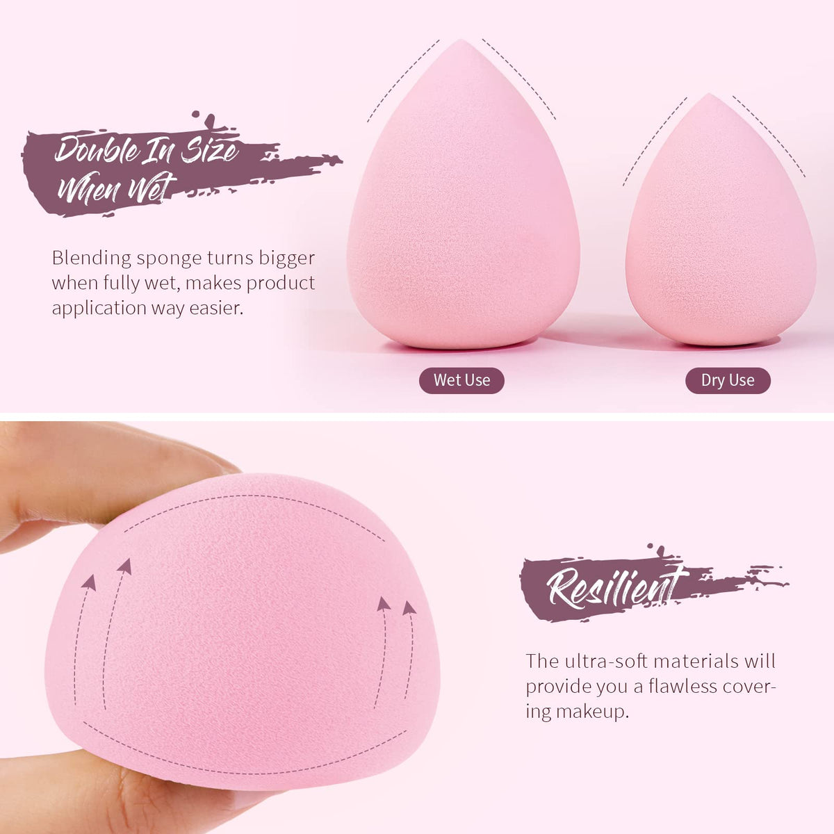 Pack de 5 éponges à maquillage BEAKEY avec différentes couleurs