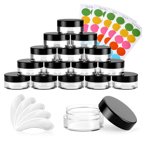 Pack de 50 contenants en plastique 5g avec couvercles noirs