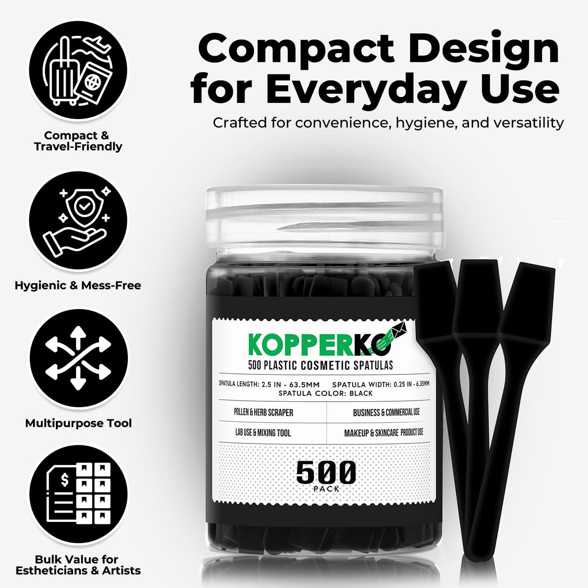 Pack de 500 spatules de maquillage Kopperko