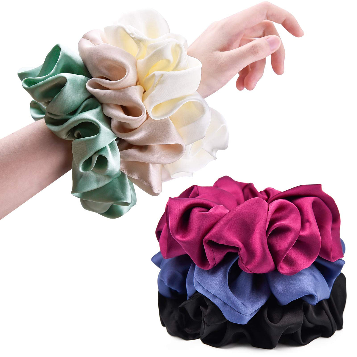 Pack de 6 élastiques à cheveux satinés CEELGON en différentes couleurs