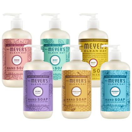 Pack de 6 savons liquides mains Mrs. MEYER'S avec parfums variés