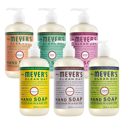 Pack de 6 savons liquides parfumés Mrs. MEYER'S avec divers parfums