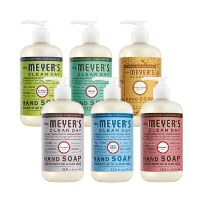 Pack de 6 savons liquides pour les mains Mrs. MEYER'S avec différentes senteurs