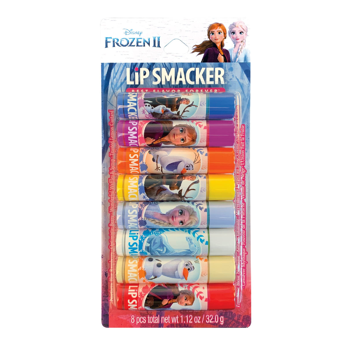 Pack de 8 baumes à lèvres Lip Smacker Disney Frozen 2 présentation avant