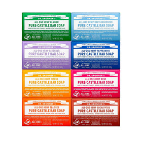 Pack de 8 savons barres Pure-Castile Dr. Bronner's avec différentes variétés