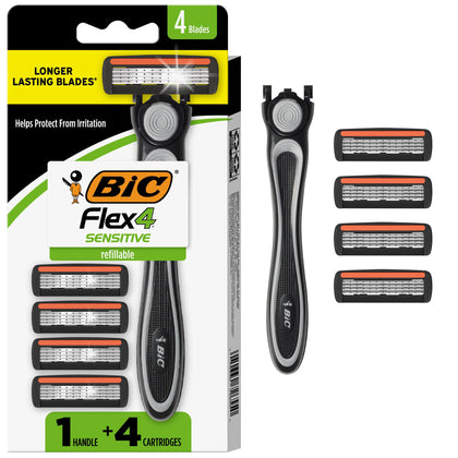 Pack de BIC Flex 4 rasoirs rechargeables pour hommes - 1 poignée et 4 cartouches