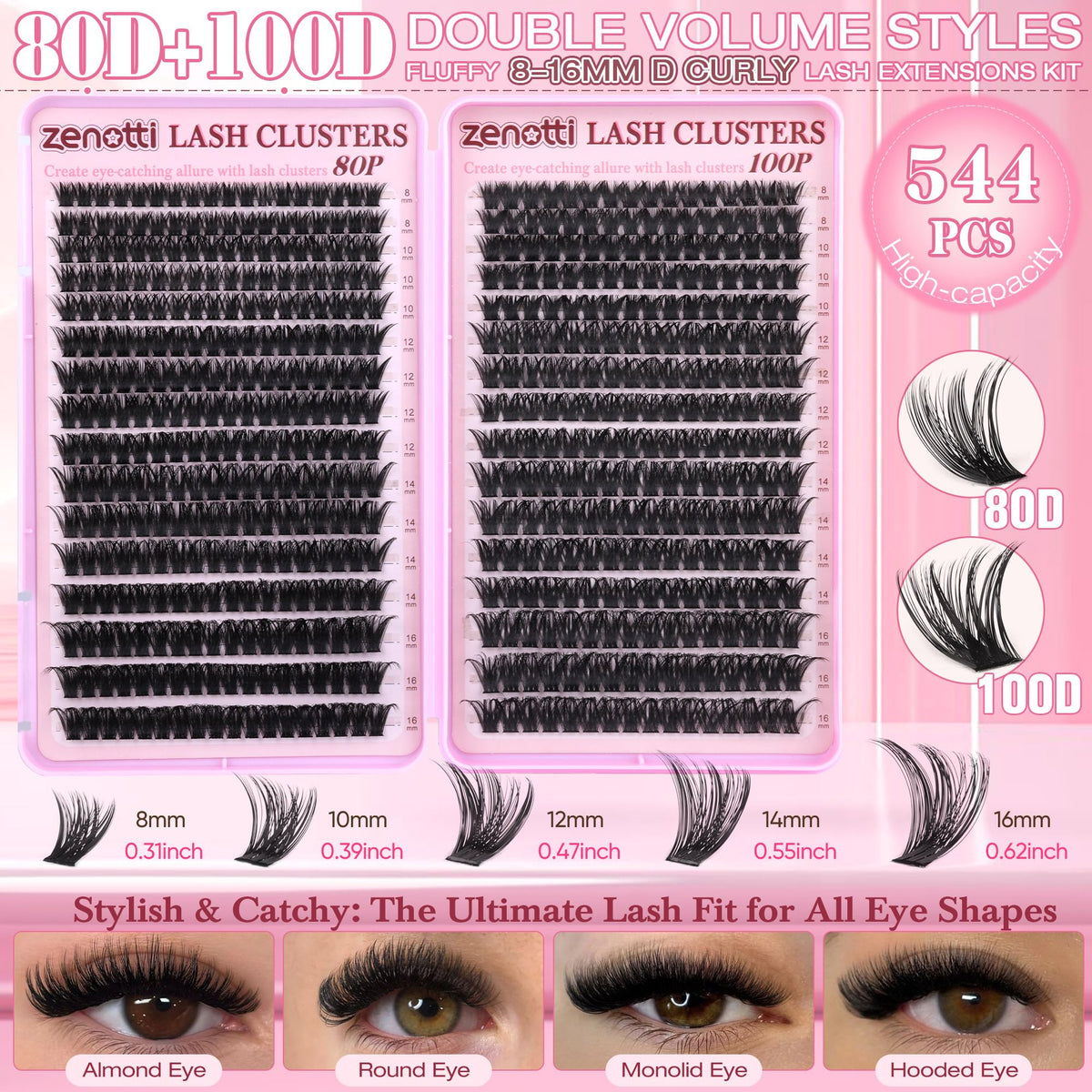 Pack de faux cils zenotti 544PCS avec longueurs variées