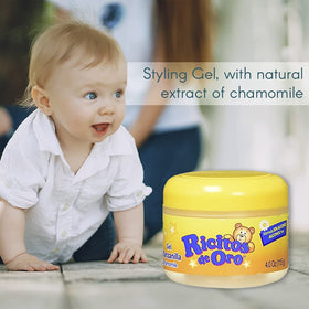 Pack de gel coiffant Ricitos de Oro sur fond blanc
