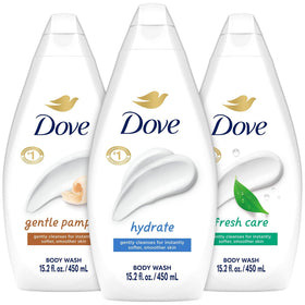Pack de gels douche Dove comprenant Hydratant, Douceur et Fraîcheur