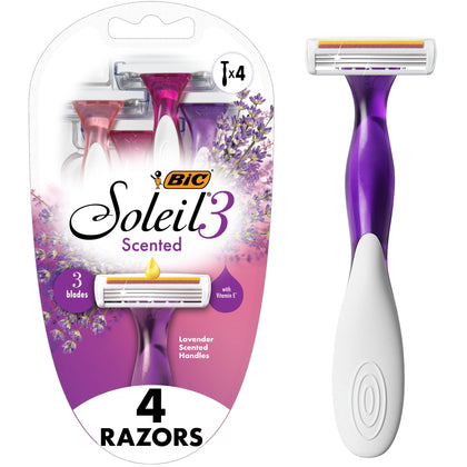 Pack de quatre rasoirs jetables BIC Soleil 3 lames, vue de face