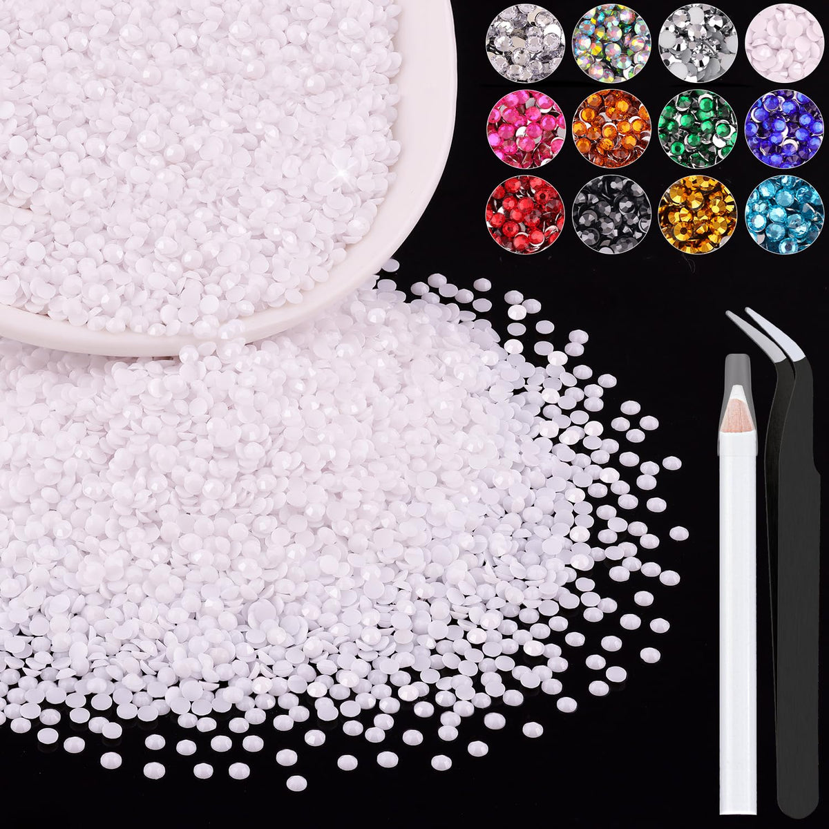 Pack de strass en résine BELLEBOOST 5000PCS 3mm blancs