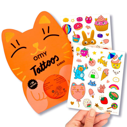 Pack de tatouages temporaires Omy avec 50 designs colorés