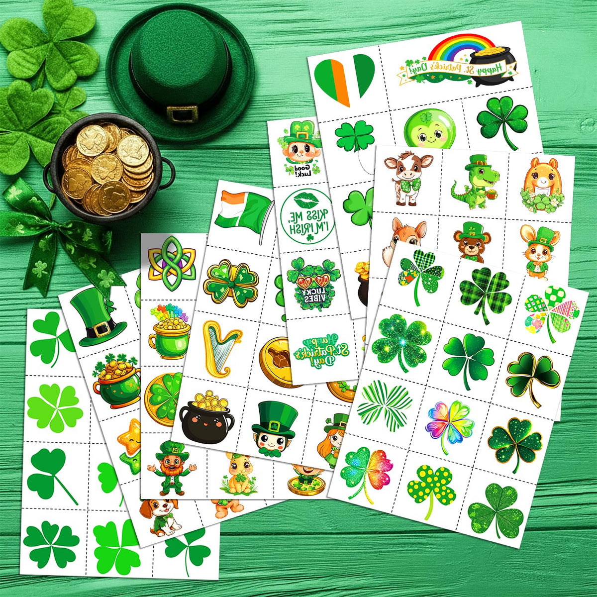 Pack de tatouages temporaires Saint Patrick pour enfants