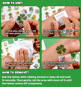 Pack de tatouages temporaires Saint Patrick prêt à être utilisé