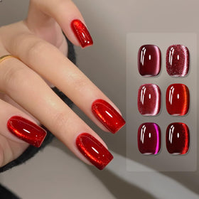 Pack de vernis gel magnétique rouge sur fond neutre