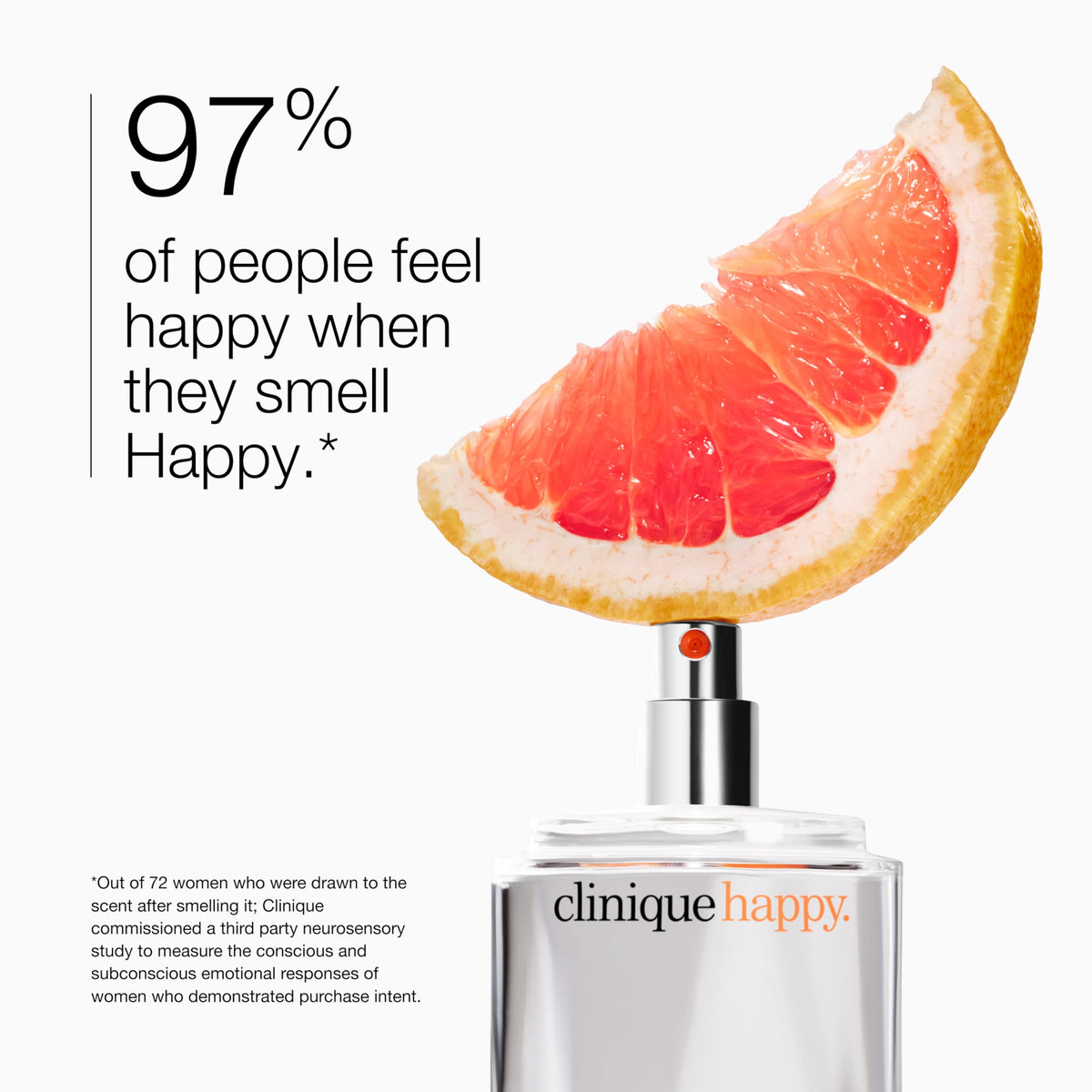 Packaging de CLINIQUE Happy Eau de Parfum avec design floral
